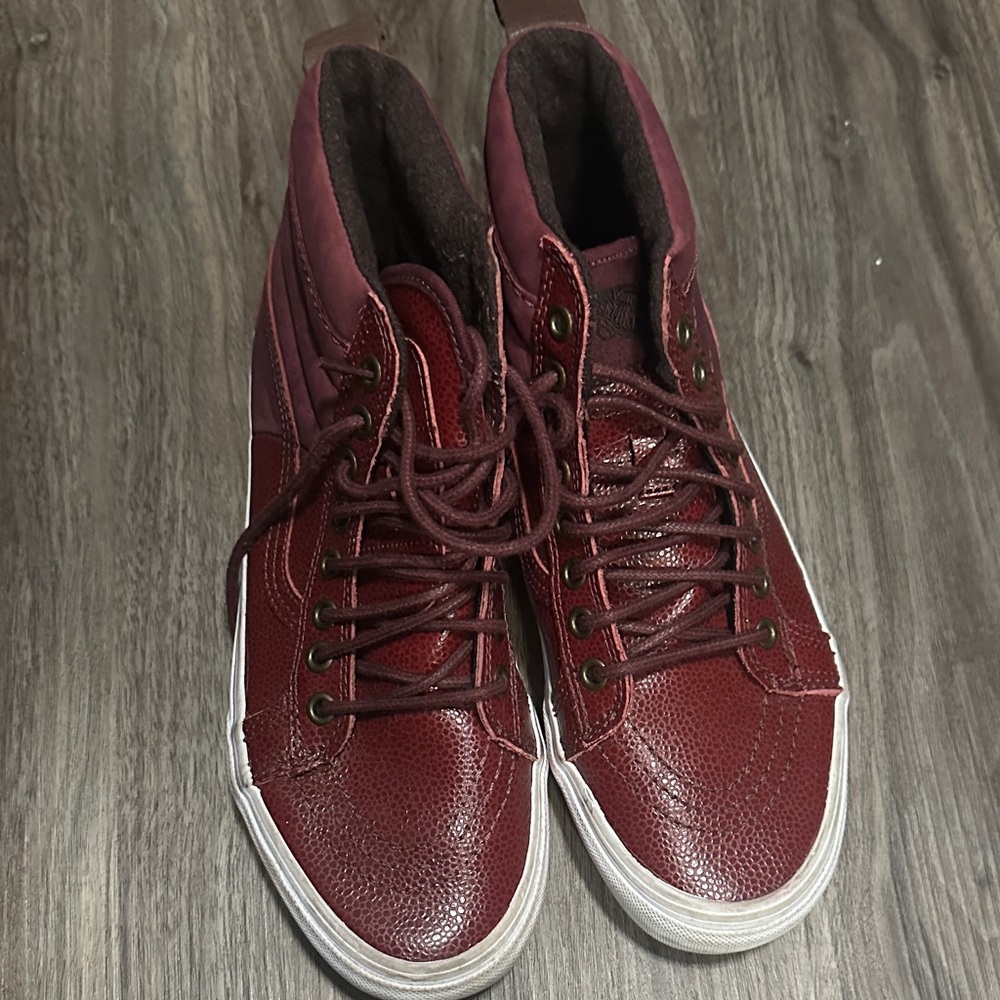 Leather Vans Maroon High-Top Sneakers